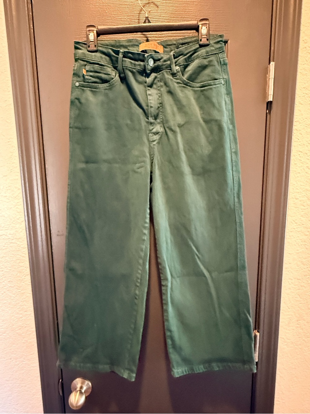 Judy Blue Forrest  Green Wide Led Cropped Denim Jeans 11/30